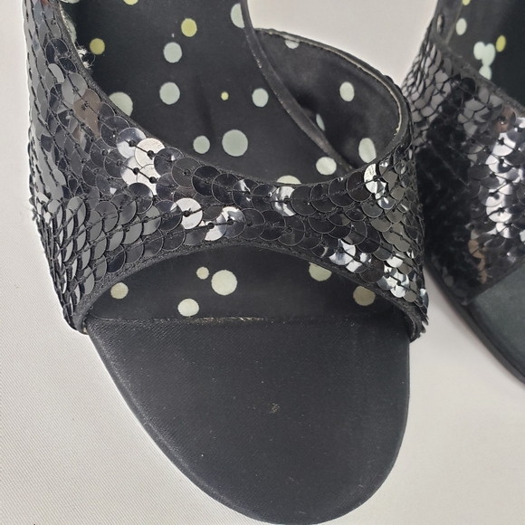 Rampage JULIA Black Sequined Open Toe Heels - Picture 3 of 11